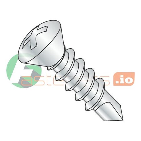 Self-Drilling Screw, #6 X 1-1/2 In, Zinc Plated Steel Oval Head Phillips Drive, 8000 PK